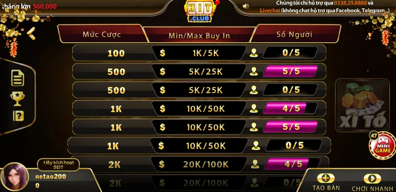 Xì tố Hit Club 